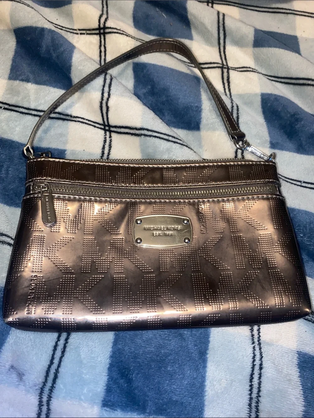 Michael Kors Metallic Bronze Wristlet Clutch